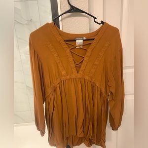 Burnt yellow/orange blouse/top